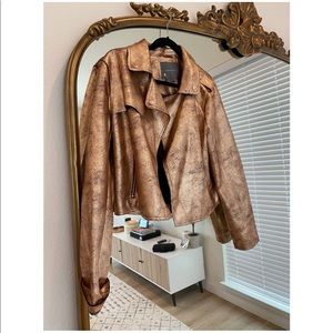 Brisa Metallic Cropped Faux Leather Moto Jacket
